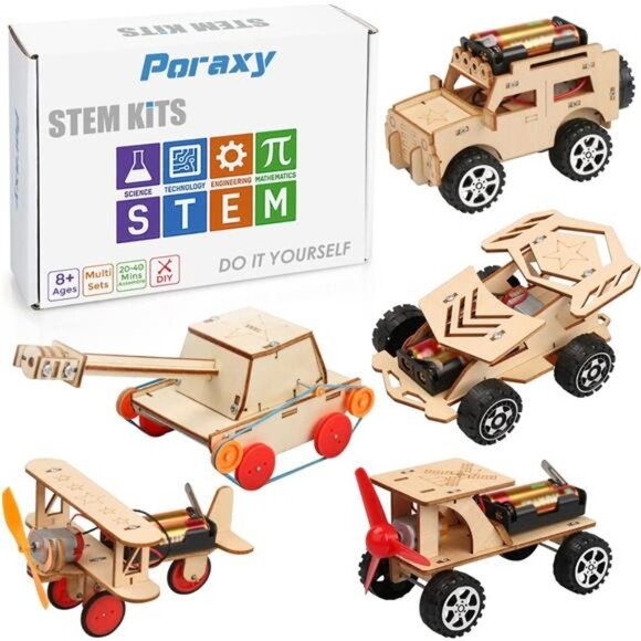 5 in 1 STEM Kit, Wooden Model Car Kits, STEM Projects for Kids Ages 8-12